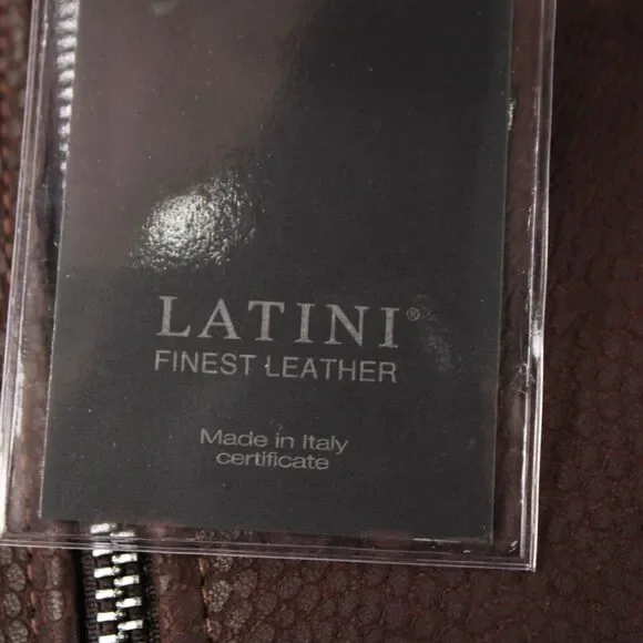 Latini NWT 100% Leather Asymmetrical Jacket Size 54 (XL US) In Brown